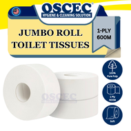OSCEC Premium Jumbo Roll Tissue 100% Virgin Pulp Paper 1ply-1 Roll 600m Hotel Grade Jumbo Roll Big R