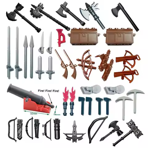 Weapon Sword for Ninja Castle Knight Medieval Military Parts Castle Rider Soldiers Shield spear cros