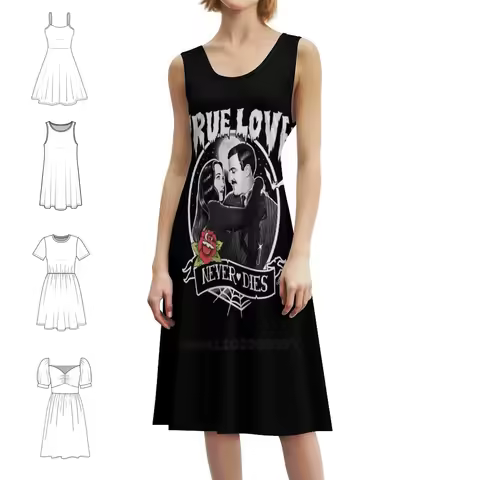 Morticia And Gomez Women's Hip Hop Streetwear Dress Graphic Print Party Club Wear Morticia Gomez Add