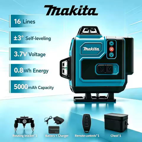 Makita 40V 4.0Ah Battery Makita 16 Lines 4D Laser Level Self Leveling Green Beam 360° Cross Line for