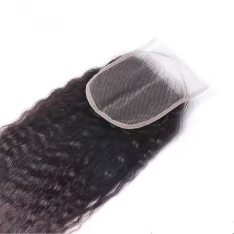 Kinky Straight 4x4 Swiss Lace Closure 100% Human Hair Yaki Straight 4x4 Transparent Lace Preplucked 
