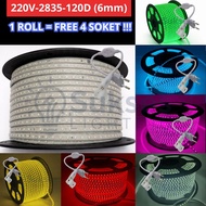 1 ROLL 100 METER HOSE LIGHT PACKAGE 2835-220V-120D LED STRIP FREE 4PC SOCKET