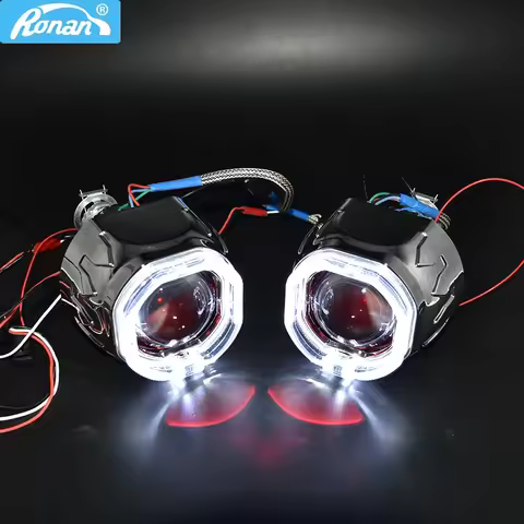 Ronan 2.5 Bixenon 8.1 Projector Lens HID Use H1 Bulb H1 H4 H7 Socket with LED Optical Angel Eyes Int