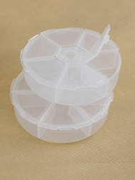 2 件圓形 6 隔間透明塑膠盒,附 Pp 蓋,適用於珠子、珠寶、包裝儲存