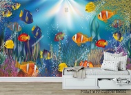 Wall Sticker Wallpaper, 3D Wallpaper for Underwater Fish Scenery, 3D wall, Home Decoration