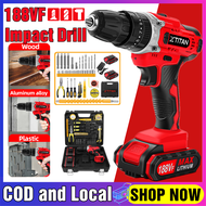 XTITAN 188VF Cordless Drill Big Sale Cordless Impact Drill  3 Mode Hammer Drill Impact Driver Cordless Drill Electric Screwdriver Drill Machine Power Tools with Accessories