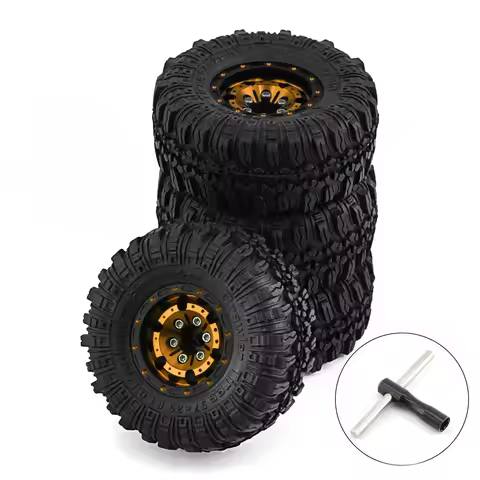 4pcs scx24 beadlock wheels scx24 tires 1.0 beadlock wheels 1.0 crawler trx4m tires 1/18 1/24 RC Craw