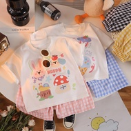 [HY] 80-120 New Style Children Short-Sleeved Suit Girls Boys Cartoon t-shirt Summer Baby Clothes Kor