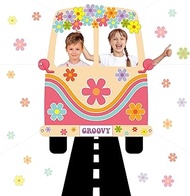 Hippie Bus Photo Booth Prop 60s 70s Retro Groovy Van Prop Road Floor Runner Large Fabric 1960s Hippi