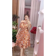 Women Floral MIdi Dress Off Shoulder Short Sleeve/Dress selutut Dress viral vietnam