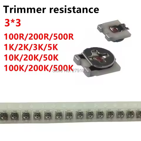 20pcs 3*3 Trimmer resistance Potentiometer Trimpot SMD 3X3 Adjustable Variable resistor 100 500 1K 2