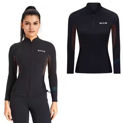 Wetsuit Top Jacket Women Men Neoprene Long Sleeve Dive Scuba Wet Suit Shirt, 1.5MM/0.5mm Warm Front 