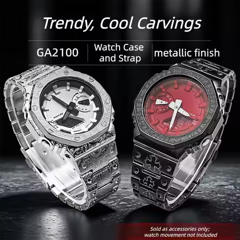 GA2100 Stainless Steel Case + Strap (Compatible with Casio G-SHOCK GA2100, GA-B2100, GA-2110): DIY C