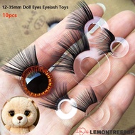 LEMONTREE9GP 10pcs Doll Toy Safety Eyes, 8 Styles 12-35mm Eyes Eyelash Toys,  DIY Crystal Eyeballs f