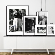 Retro Nostalgic Hepburn Monroe Movie Poster Painting Amsterdam City Black White Female Character Pho