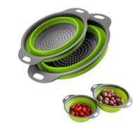 裕豐百貨 - 圓形折疊瀝水籃 -綠色（一套2個 大,小各一）