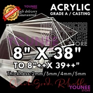 8 x 38 inches to hes acrylic39++ inches sheet with 2mm, 3mm 4mm and 5mm / transparent akrilik