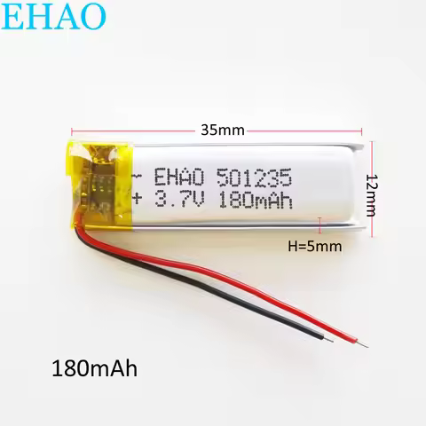 3.7V 180mAh Lithium Polymer LiPo Rechargeable Battery 501235 For Mp3 GPS Headphone Bluetooth Recorde