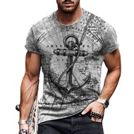 Anchor Printed Men's t-Shirt Fashion Summer o-Neck Short-Sleeved Casual Loose t-Shirt Plus Size XXS-6XL t-Shirt Top Men's Clothing