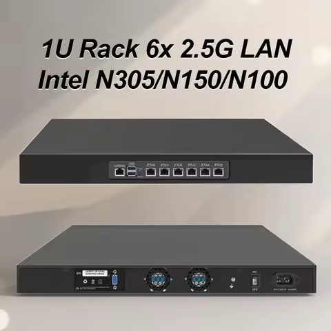 1U Rackmount Mini Server Intel N305/N150/N100 6x i226-V 2.5G LAN DDR5 Firewall/Gateway mSATA/GPIO/SI