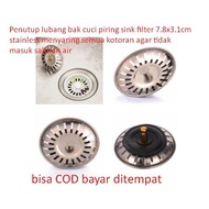 Penutup lubang bak cuci piring sink filter 7.8x3.1cm stainless