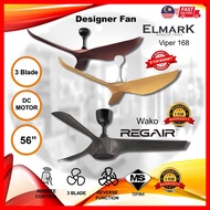 Elmark Viper 168 | Regair Wako 56T Ceiling fan 56inch DC Motor Designer Fan Wood Design