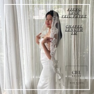 Ajeng Lace Veil Sequin Wedding Veil Long Lace with Sequins