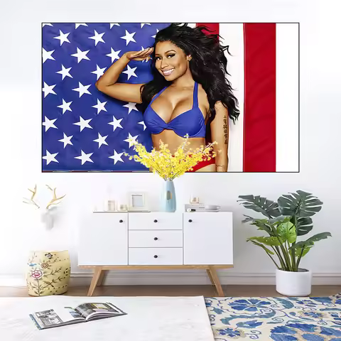 QdDeco Nicki Minaj Flag American USA Banner Tapestry Wall Hanging Music Singer Tapestry Hippie Aesth