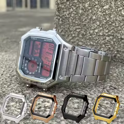 AE-1200 Watch Upgrade Mod Kit Stainless Steel Metal Case For Casio 3299 AE1200WH AE1300 Watch Royale