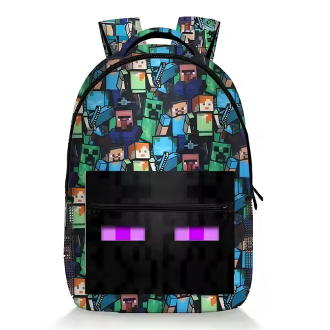 Minecraft Backpack Large Capacity Lightweight Lunch Fashion Bag Pencil Case for Daily Outdoor Travel