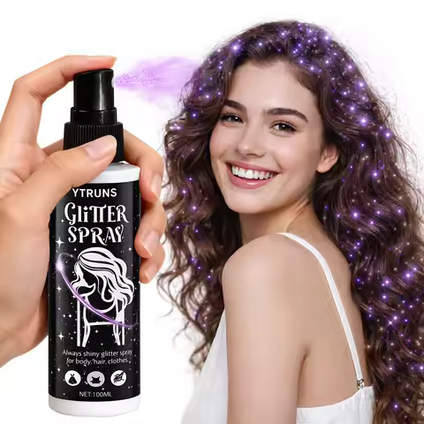 5 Colors Body Glitter Spray for Hair Face & Body, Shimmer Highlighter Mist, Long Lasting Glow, Festi