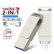 Flash Drive 64GB 128GB 256GB USB3.0 Pendrive Memory Stick Metal Dual Slot USB Drive for iPhone/iPad/