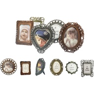 6 Pcs One-Inch Vintage Picture Frame,1"x1.5" Irregular Size Assorted Colors Tiny Metal DIY Photo Fra