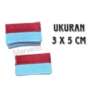 MERAH (10pcs) Red and White Flag Bed 3x5 cm with embroidered bet