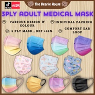 ♡SG Ready Stocks♡ 3PLY Individual Pack Medical Face Mask (BEF95%, Face Mask, Individual Pack, Rainbow Color, Anti Germs)