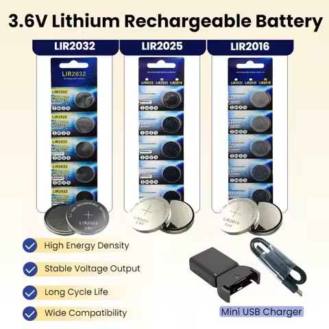 LIR2032 LIR2016 LIR2025 3.6V Rechargeable Button Battery Coin Cell CR2032 CR2025 CR2016 for Watch Ca