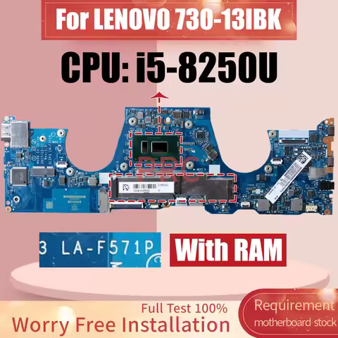 LA-F571P For LENOVO 730-13IBK Laptop Motherboard i5-8250U With RAM 5B20Q95866 Notebook Mainboard 100