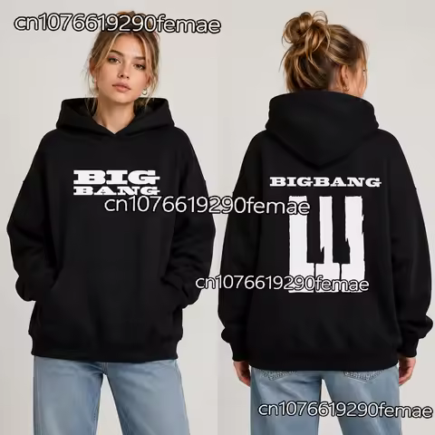Womens Kpop Autumn Winter Cotton Hoodie BIGBANG 2026 Concert Merch Oversized Sweatshirt Festival Rav