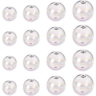 Beebeecraft  24pcs 4 Sizes Glass Globe Ball Hollow Ball Double Hole Wish Glass Ball Bottle Crystal Glass Dome Cover Blown Glass Beads for DIY Pendant Charms Stud Earring Making