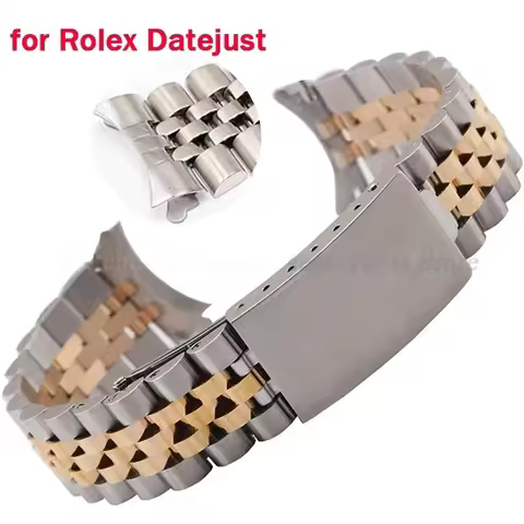 Stainless Steel Band for Rolex DATEJUST Strap Luxury Curved End Watchband Men Woman for Jubilee Brac