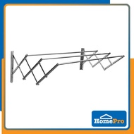 MYHOME CLOTH HANGER RETRACTABLE WALL MOUNT 3 BARS 3 FT MHRRWM118S SILVER