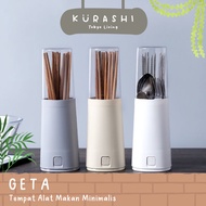 PERALATAN 【KURASHI】GETA Transparent Cutlery Holder Aesthetic Cutlery Storage Container Chopsticks Sp