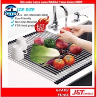 Roll Up Dish Drying Rack Foldable Alas Stainless Steel Sinki Cuci Pinggan Mangkuk Sink Rak Lipat Kit