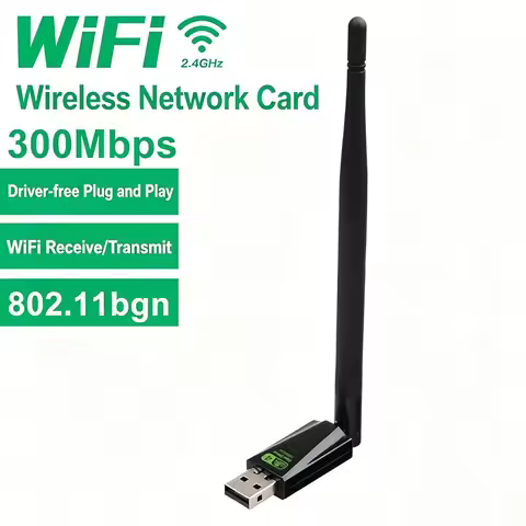 300Mbps Driver Free USB WiFi Adapter 2.4GHz 5dBi High Gain Antenna 802.11n Wireless Network Card Rec