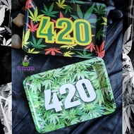 Metal rolling tray - 420 rastafari edition