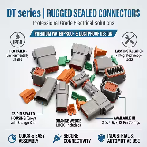 Deutsch DT Series Waterproof Connector Kit 5/10/100 Sets - DT06-2S DT04-2P/3P Male/Female Plug for A