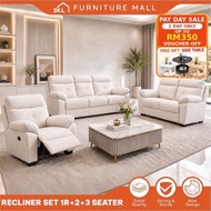 SKL Furniture EASY CLEAN Ella 1R+2+3 Fabric Recliner Sofa Set / Velvet Fabric