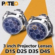 3.0 inch HID Bi-xenon Projector Headlight Lenses Retrofit For Hella G5 3R Honeycomb Etching Blue D1S