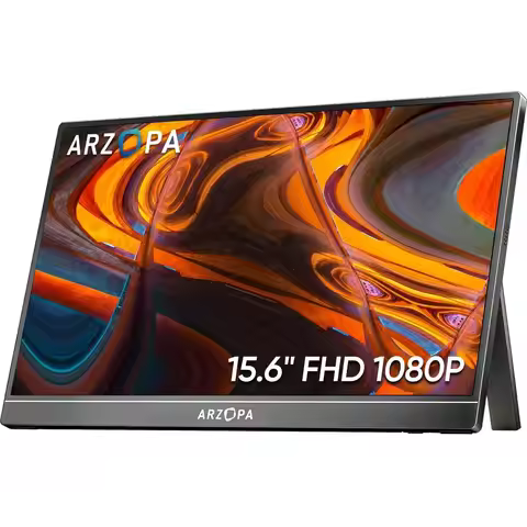15.6 HD 1080P Ultra-Slim Portable Monitor with Kickstand, Compatible with PC, PE, PS5 - USB-C & HDMI