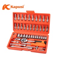 1/ 4" 46 pcs Car Motorcycle Socket Wrench Set Complete Socket Tool Kit Set Fits Car MotorcycleRing